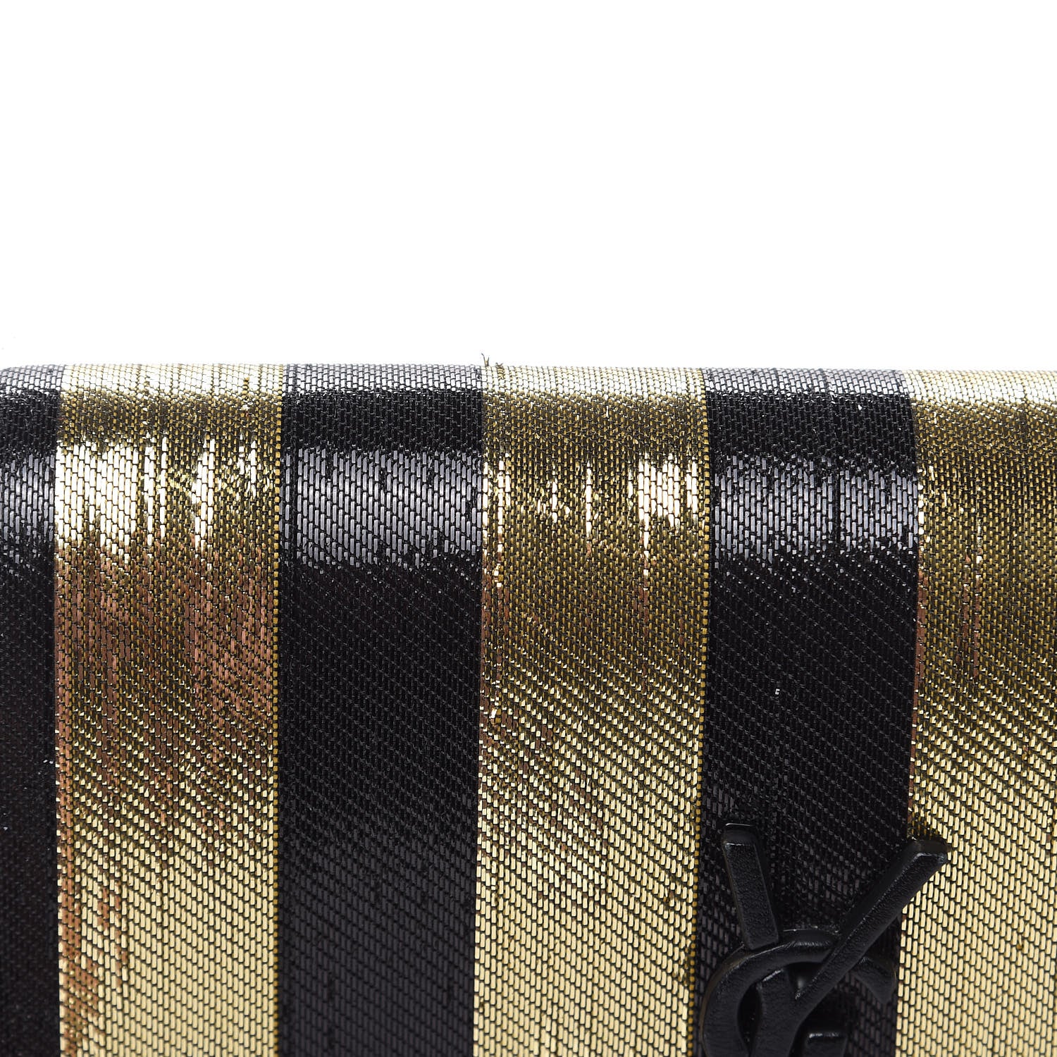 Saint Laurent Metallic Calfskin Striped Small Monogram Kate Satchel Black Gold 10 of 13