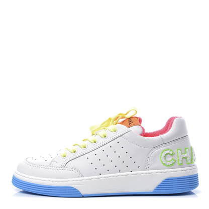 Chanel Calfskin Womens Logo Sneakers 39 White Multicolor 1 of 11