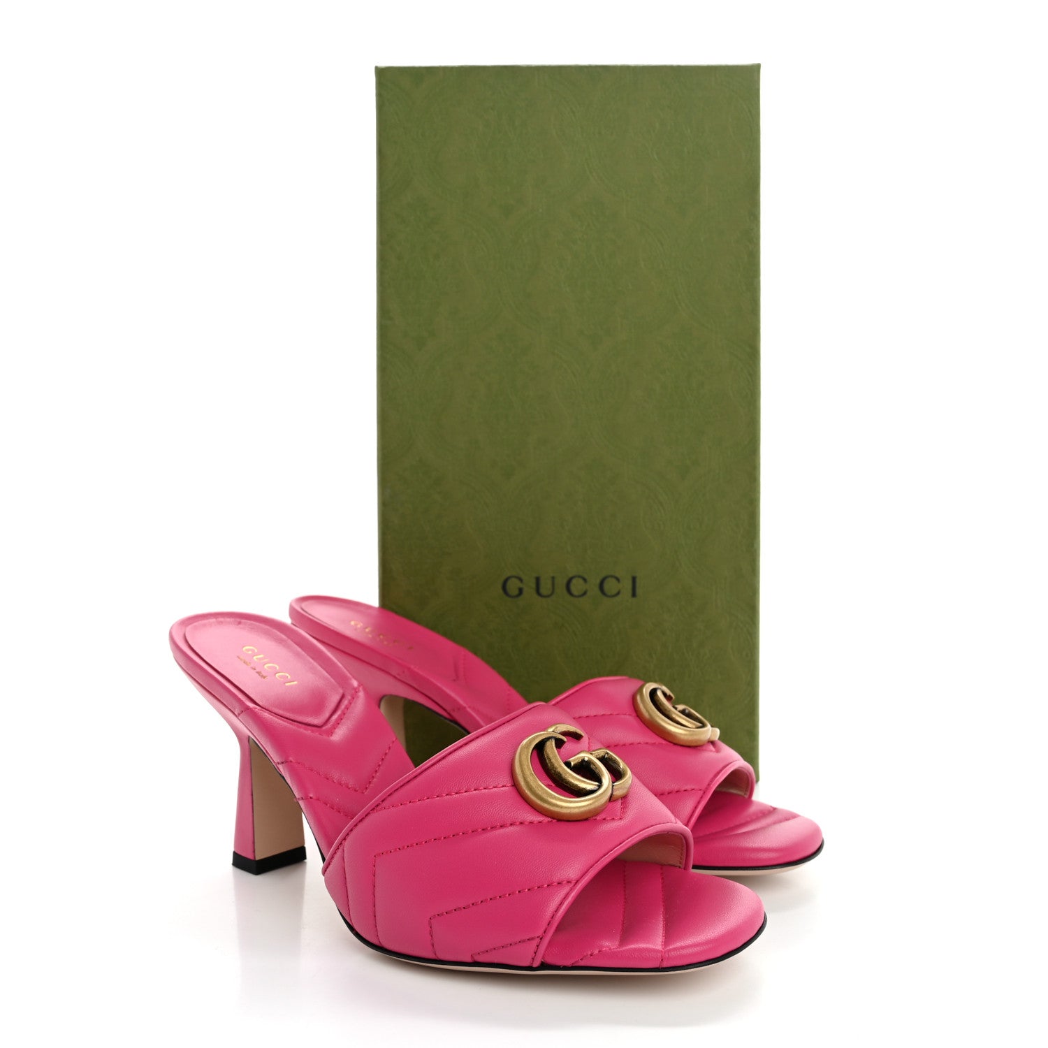 Gucci Nappa Matelasse GG Marmont 75mm Slide Sandals 38 Box Pink 12 of 12