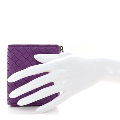 Bottega Veneta Nappa Intrecciato Zip Around Compact Wallet Byzantine 2 of 8
