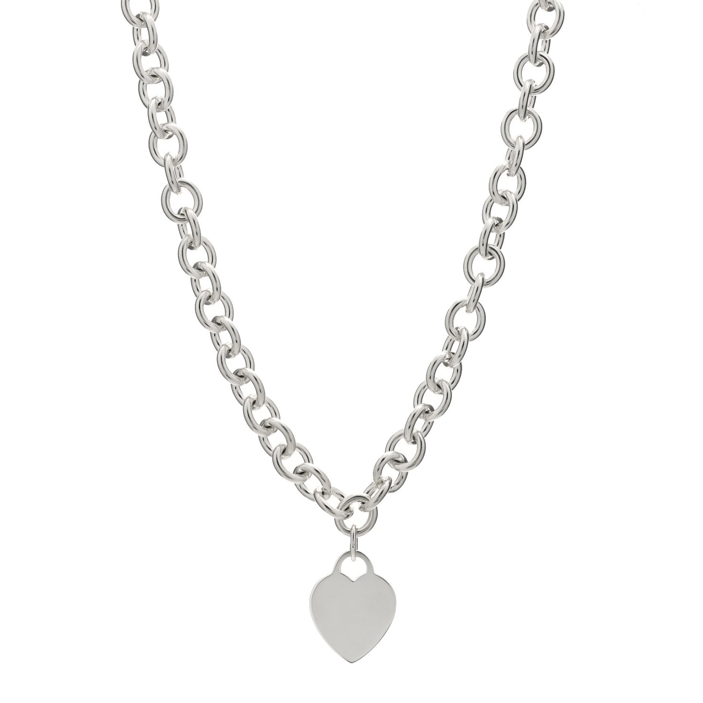 Sterling Silver Heart Tag Necklace