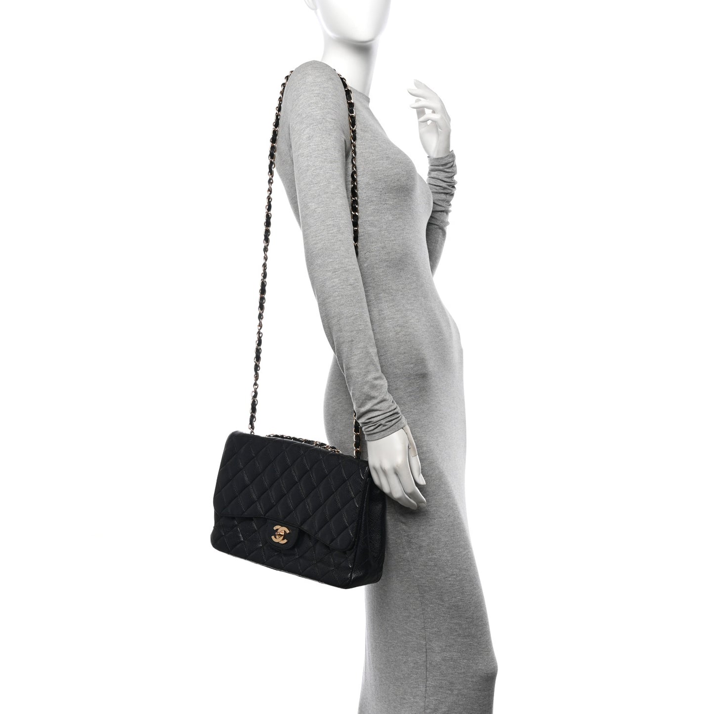 Caviar Quilted Jumbo Single Flap Black