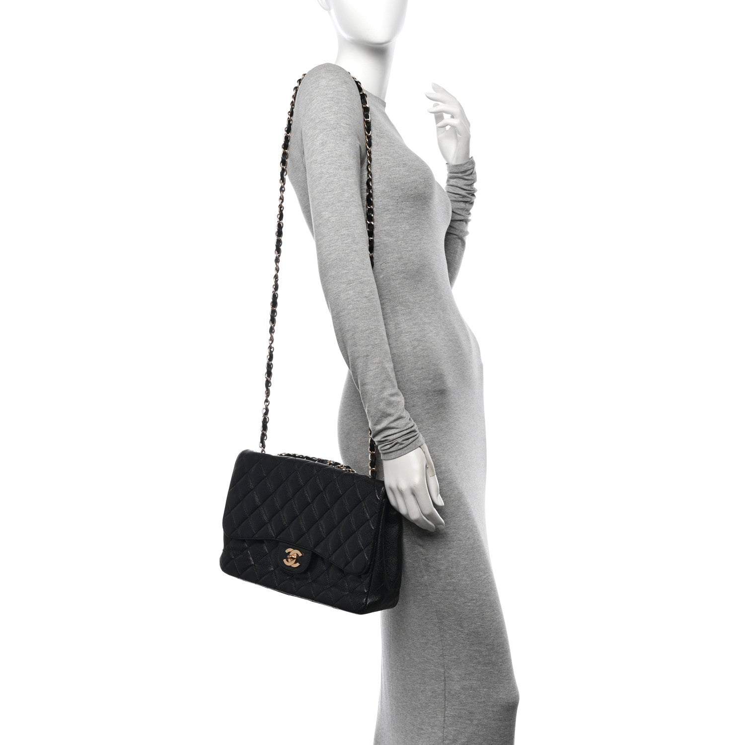 Chanel Caviar Quilted Jumbo Single Flap Black 2 of 10