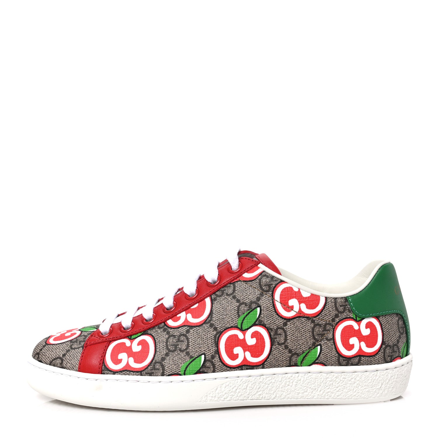 Gucci GG Supreme Monogram Apple Womens Ace Sneakers 35 Red 1 of 9