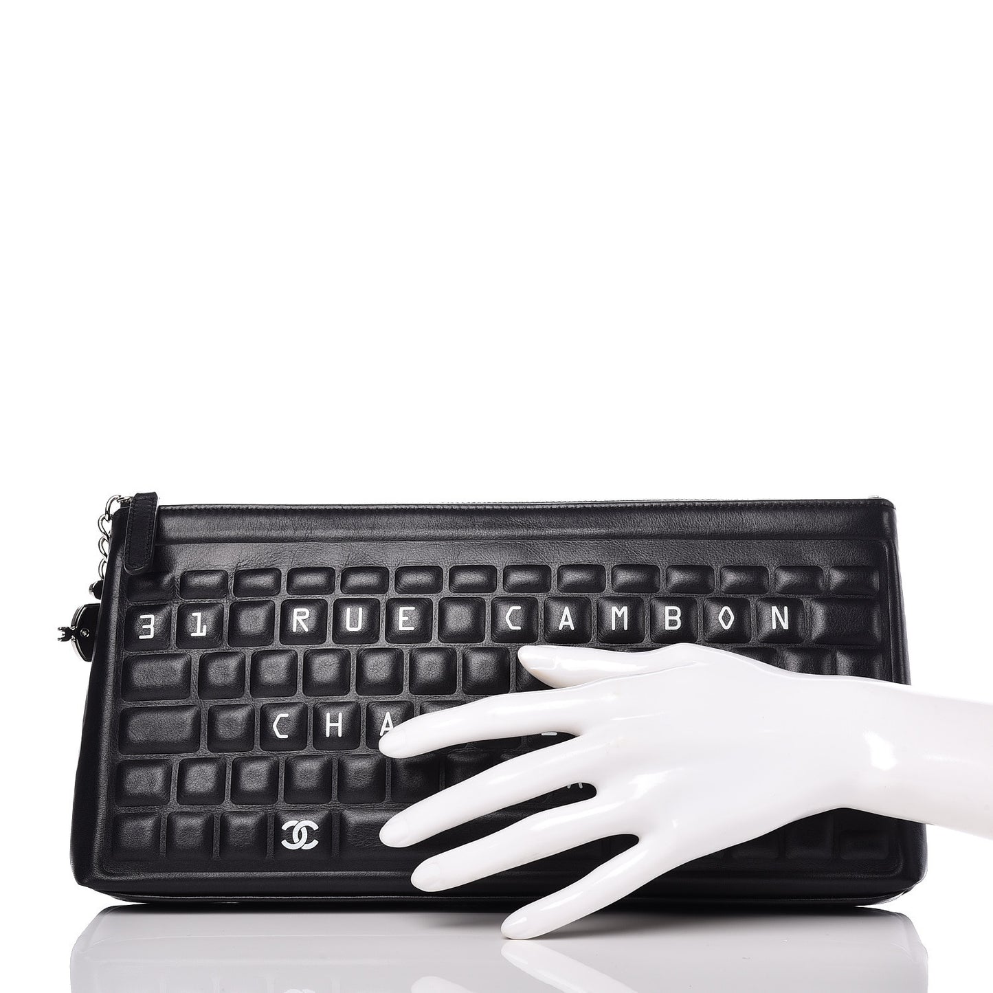 Metallic Calfskin Keyboard Pouch Black