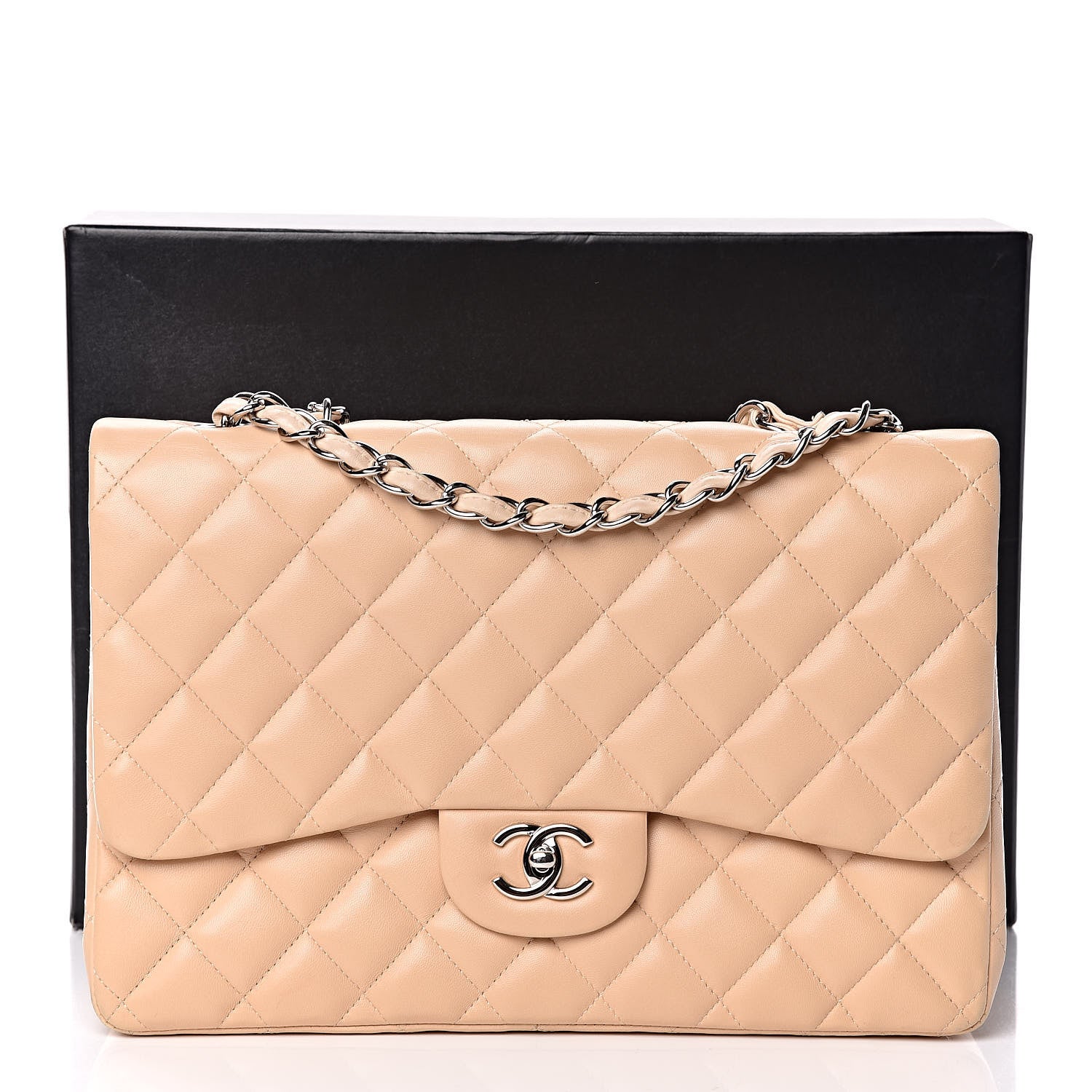 Chanel Lambskin Quilted Jumbo Single Flap Beige Clair 13 of 13