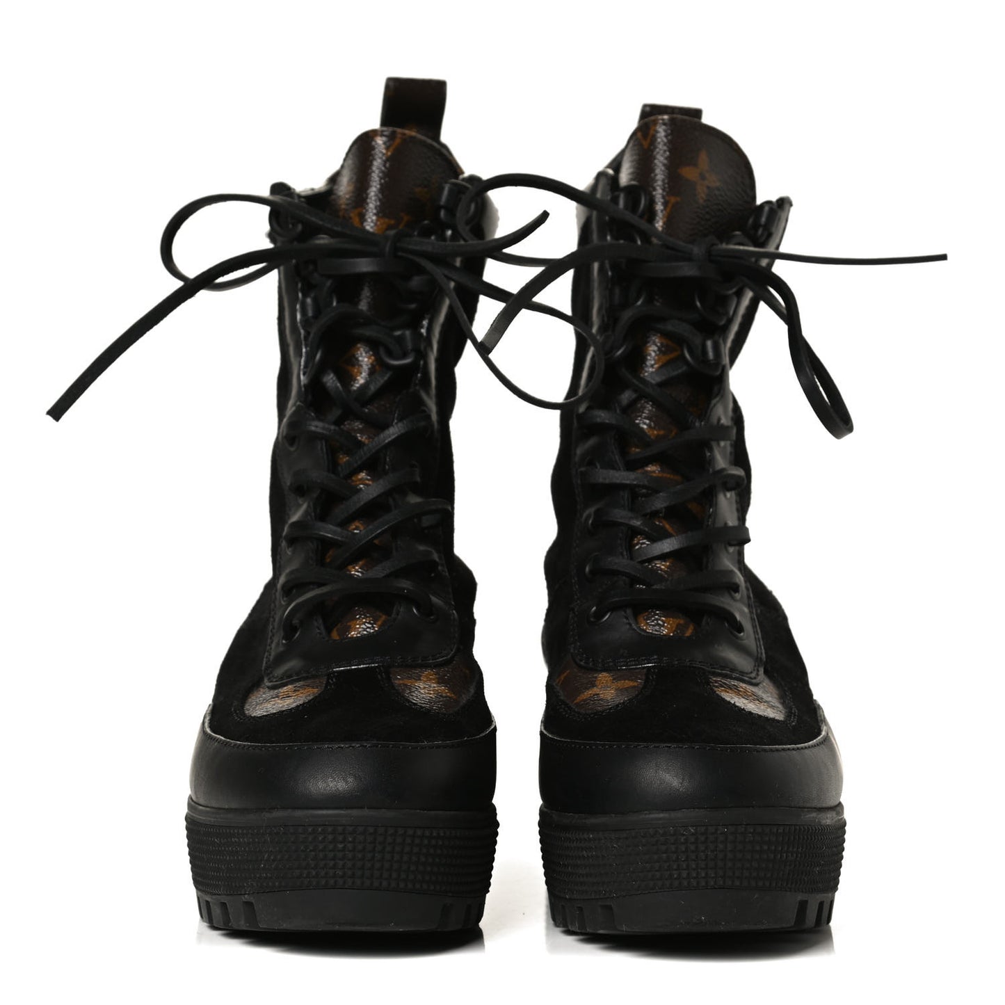 Suede Calfskin Monogram Laureate Platform Desert Boots 39 Black
