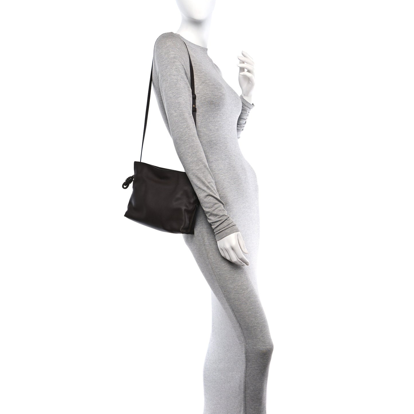 Calfskin Mini Flamenco Knot Clutch Chocolate