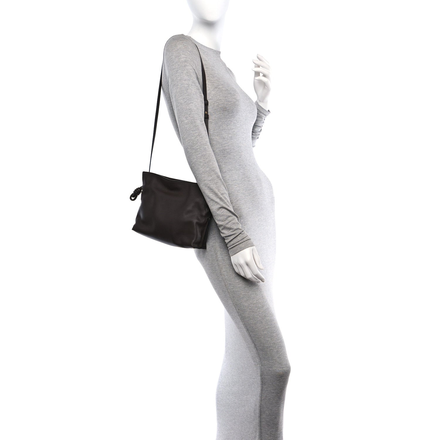Loewe Calfskin Mini Flamenco Knot Clutch Chocolate 2 of 12