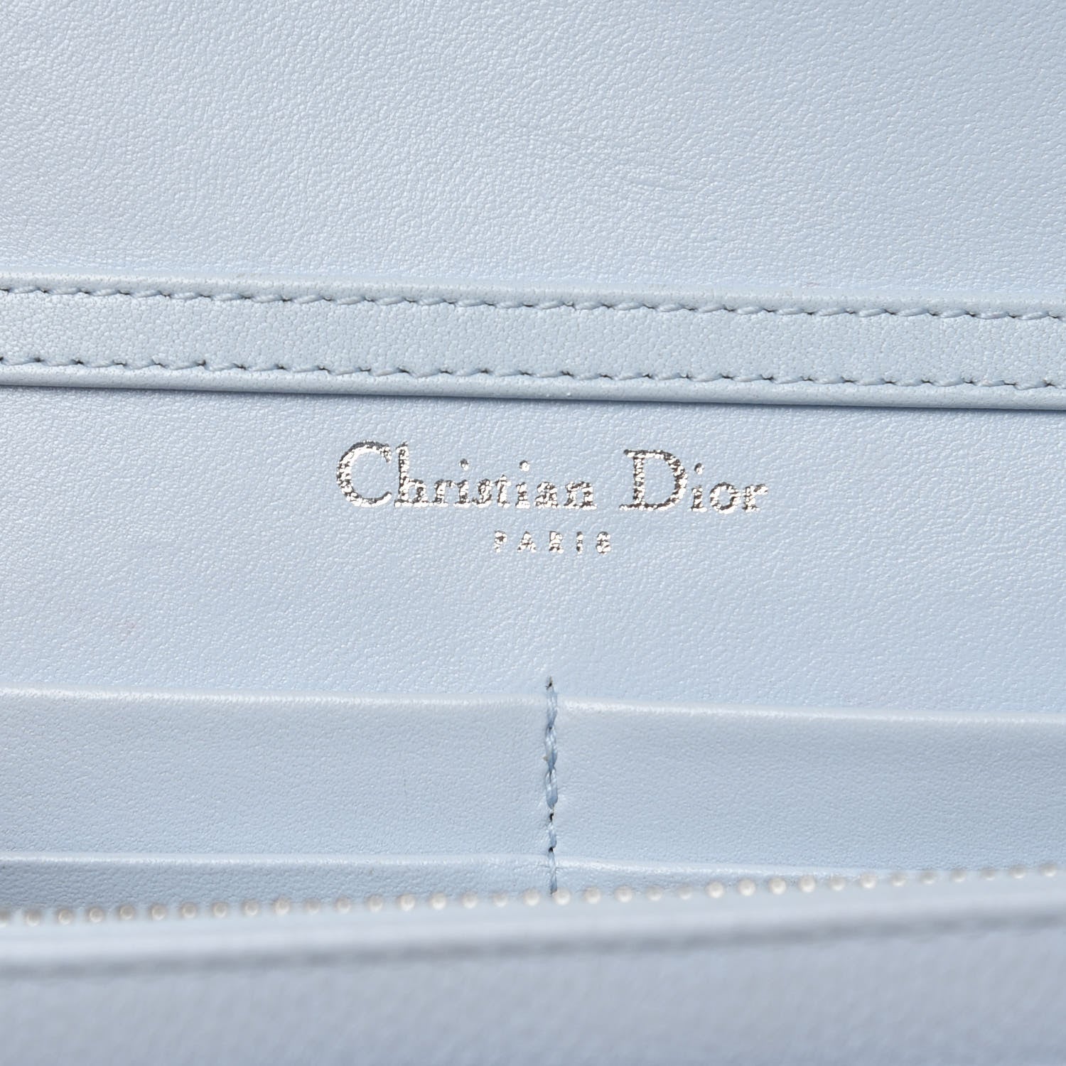 Christian Dior Grained Calfskin Diorama Wallet on Chain Pouch Light Blue 6 of 13