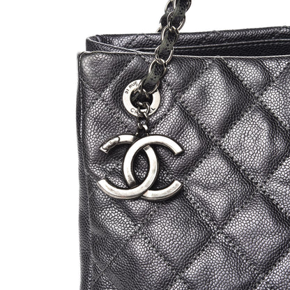 Chanel Iridescent Caviar Quilted Tall Chic Shopping Tote Argent 9 of 11