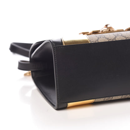 Gucci GG Supreme Monogram Small Osiride Top Handle Bag Black Gold 9 of 11