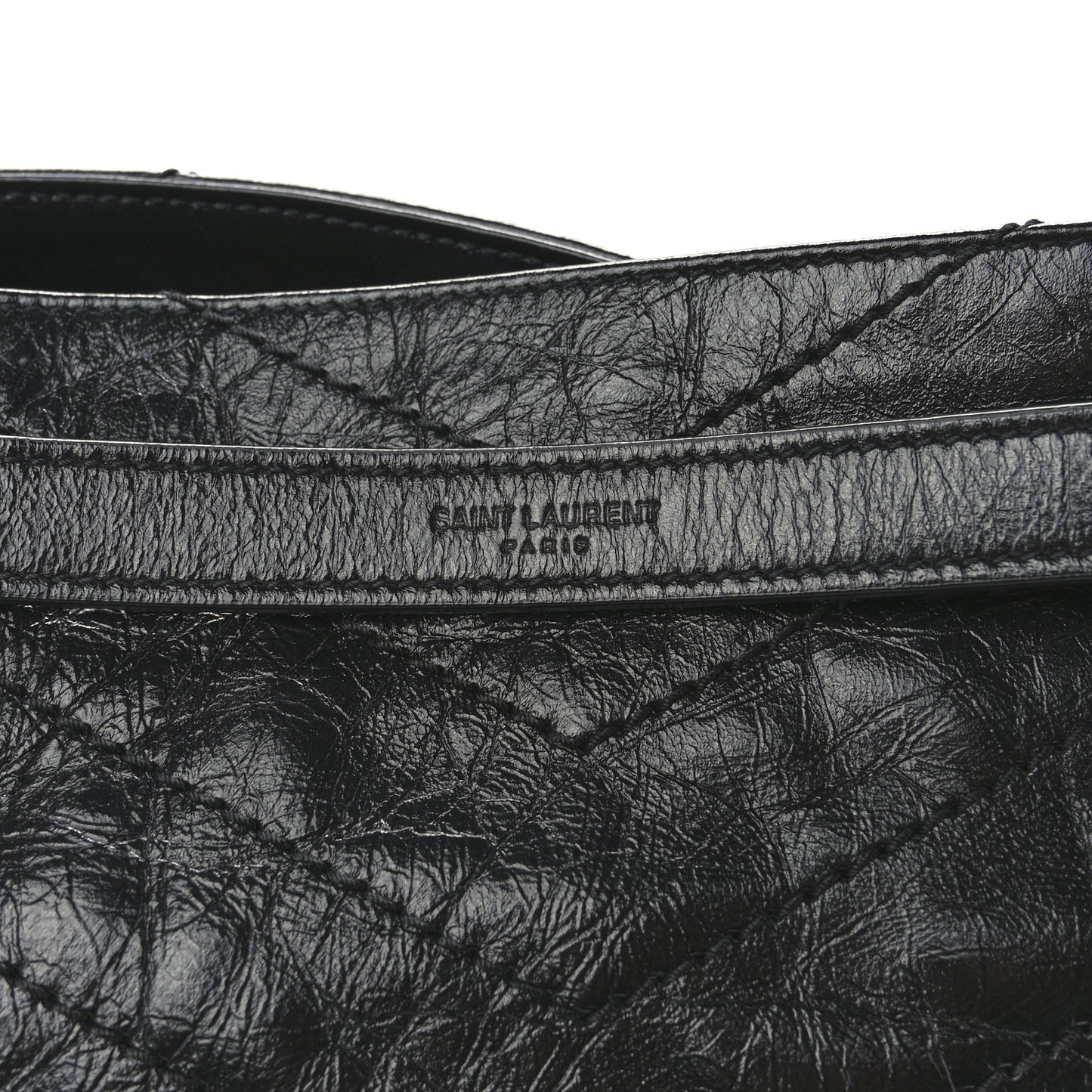 Crinkled Calfskin Matelasse Monogram Medium Niki Shopper Tote Black