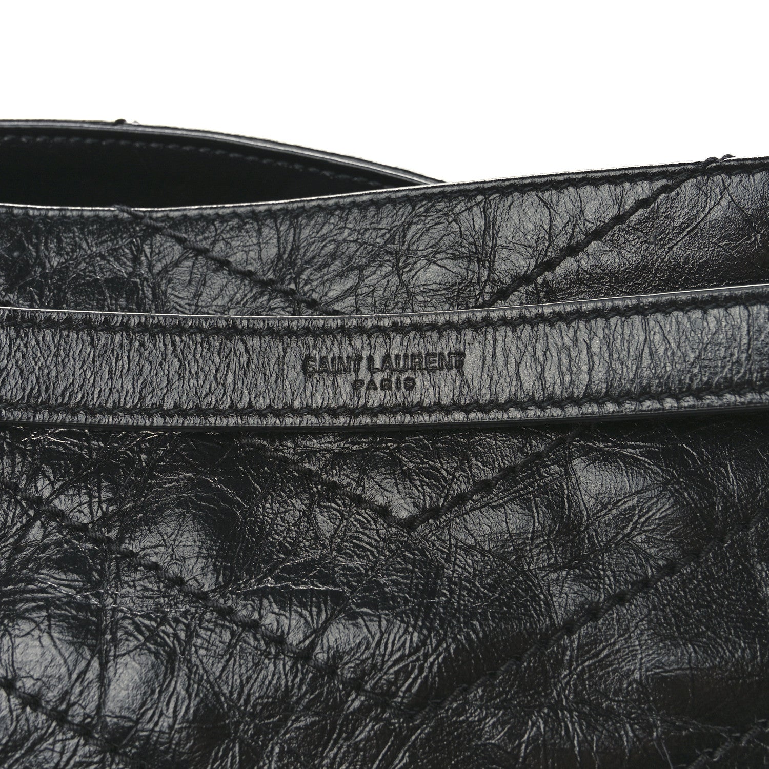 Saint Laurent Crinkled Calfskin Matelasse Monogram Medium Niki Shopper Tote Black 8 of 12