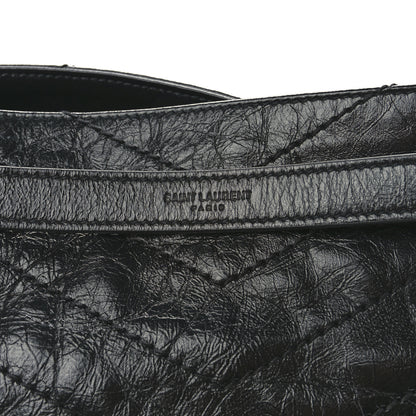 Saint Laurent Crinkled Calfskin Matelasse Monogram Medium Niki Shopper Tote Black 8 of 12