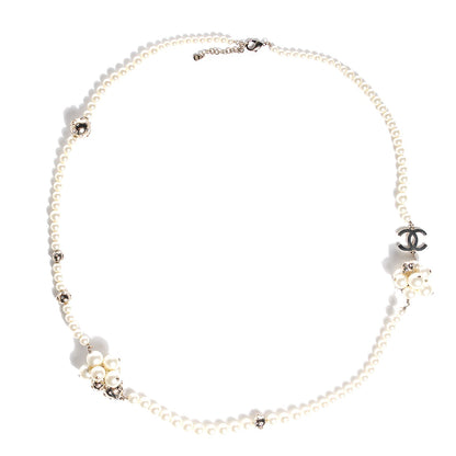 Chanel Crystal Pearl Cluster CC Long Necklace Light Gold 1 of 6