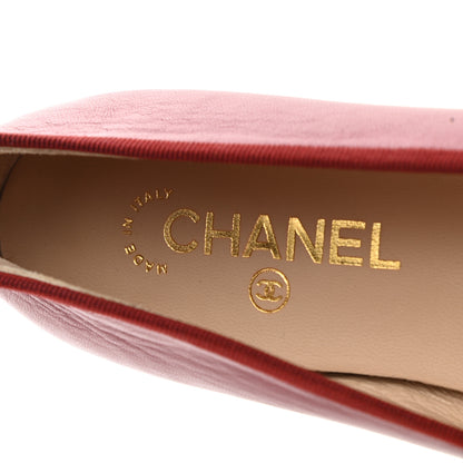 Chanel Lambskin CC Cap Toe Ballerina Flats 39 Red Black 7 of 9