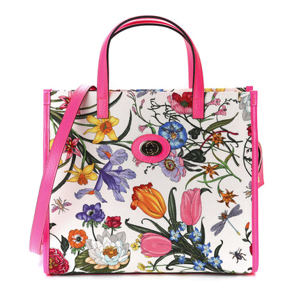 Gucci Canvas Medium Flora Tote Fuchsia 1 of 10