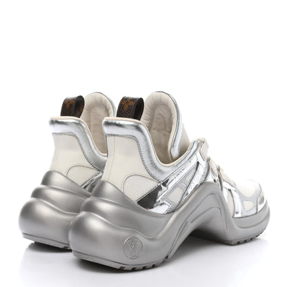 Louis Vuitton Metallic Calfskin Technical Nylon LV Archlight Sneakers 40 White Silver 4 of 11