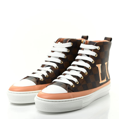 Louis Vuitton Damier Ebene Stellar High Top Sneakers 38.5 Venus Pink 3 of 7