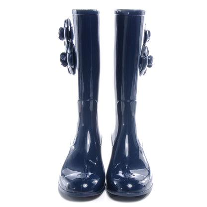 Chanel Rubber Camellia Rain Boots 41 Dark Blue 2 of 5