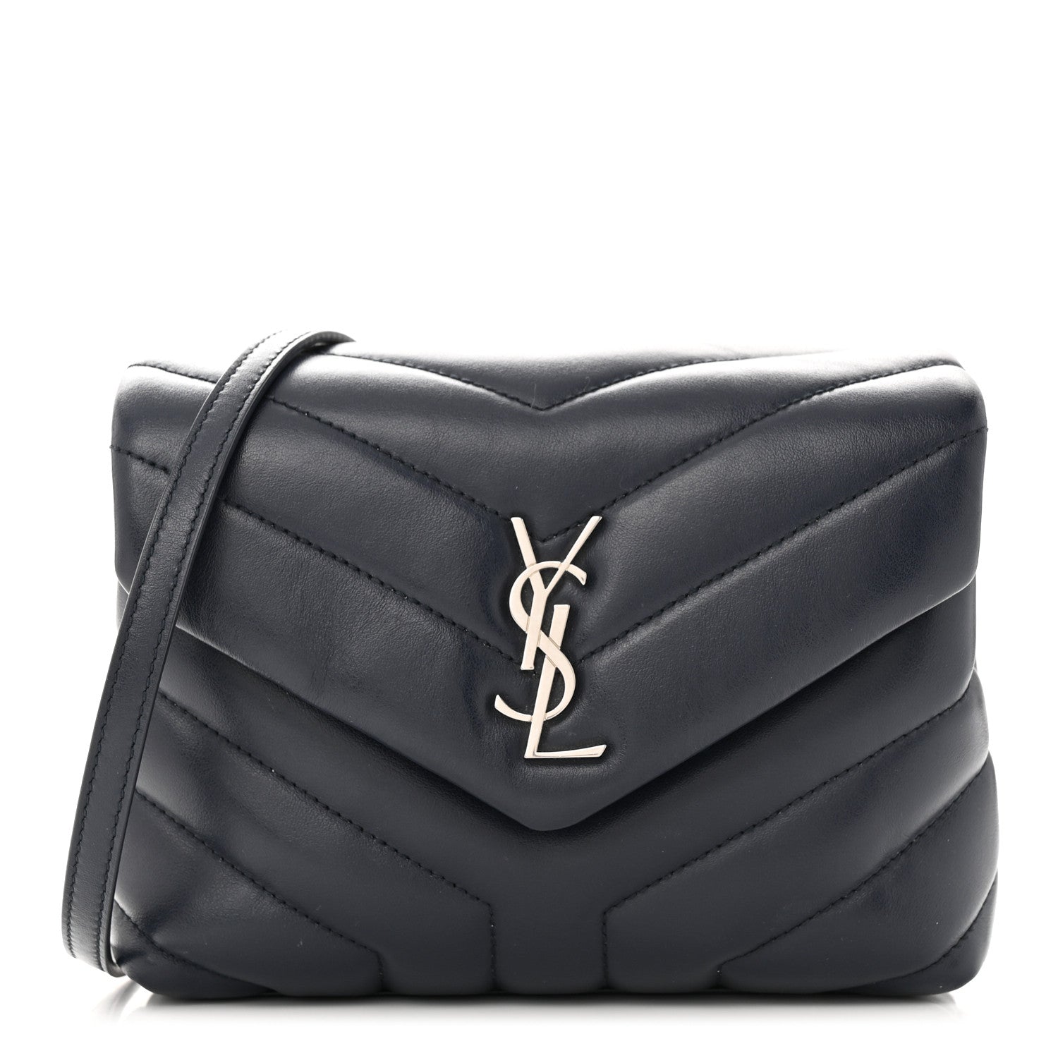 Saint Laurent Calfskin Y Quilted Monogram Toy Loulou Satchel Navy 1 of 11