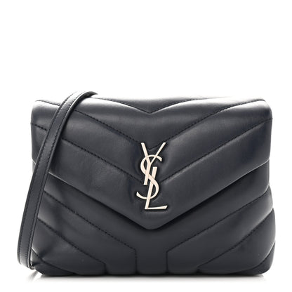 Saint Laurent Calfskin Y Quilted Monogram Toy Loulou Satchel Navy 1 of 11