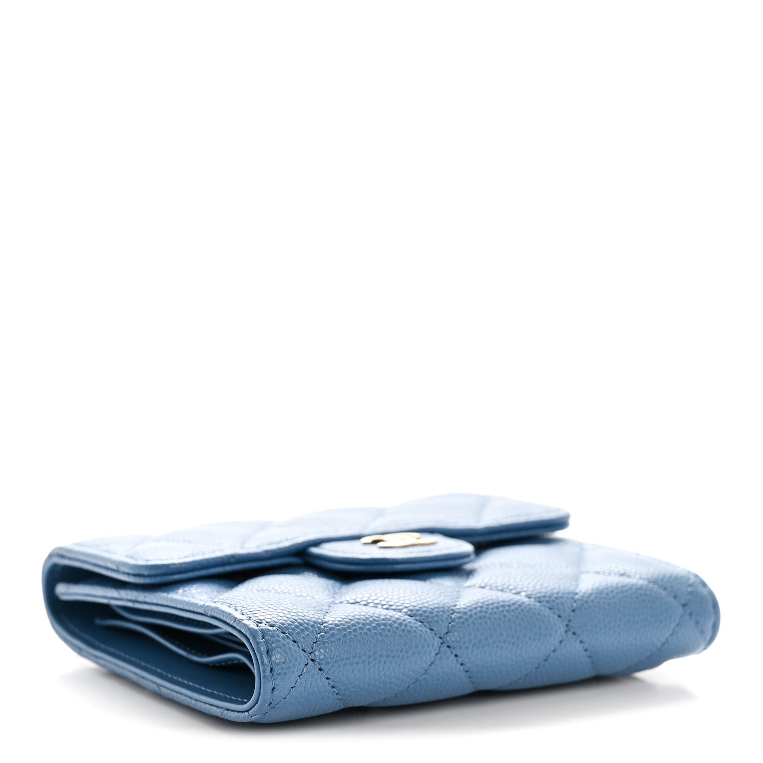 Chanel Caviar Quilted Compact Flap Wallet Blue 4 of 9