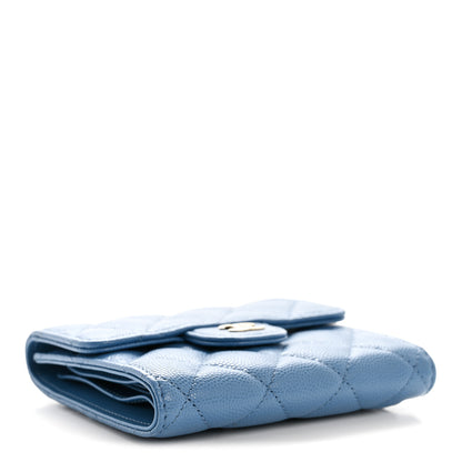 Chanel Caviar Quilted Compact Flap Wallet Blue 4 of 9