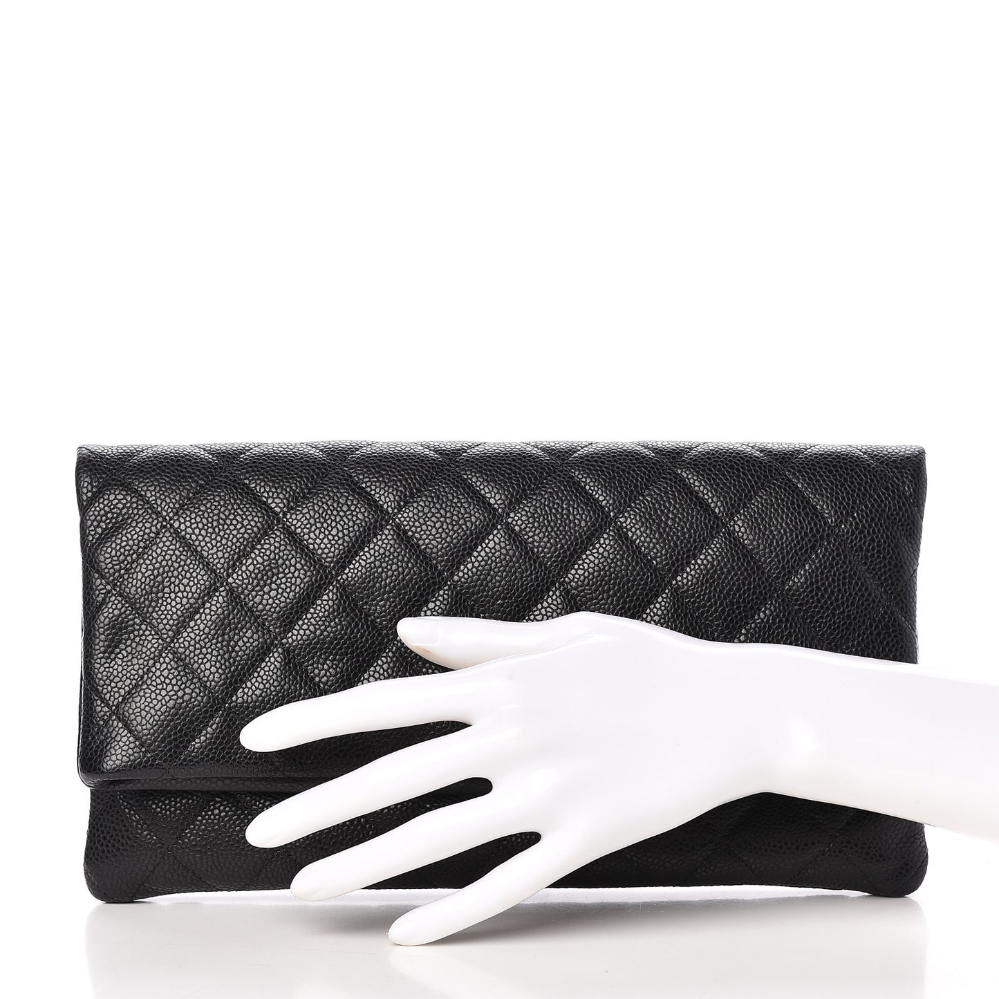 Caviar Quilted CC Beauty Clutch Black