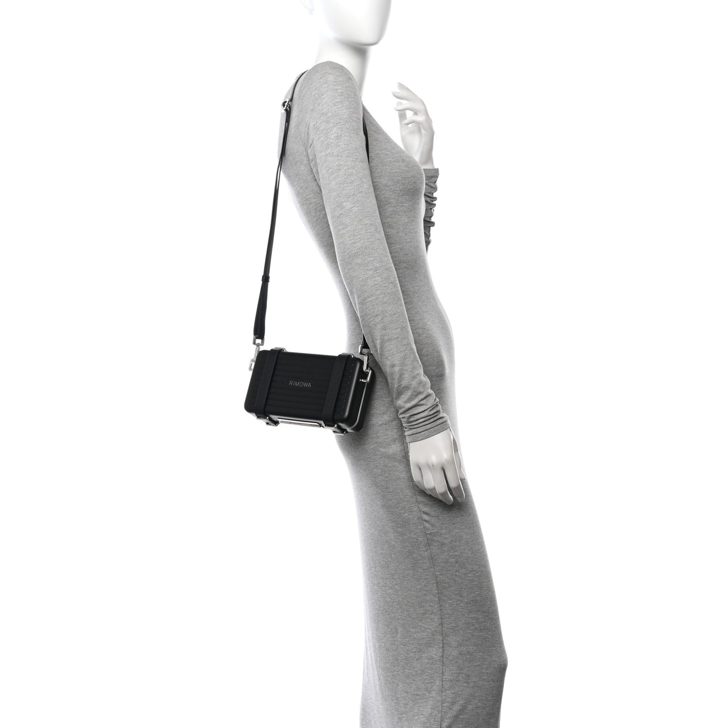X RIMOWA Aluminum Personal Clutch On Strap Black