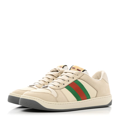 Gucci Nylon Nubuck Web Womens Screener Sneakers 37.5 Mystic White Dusty Milk 3 of 7