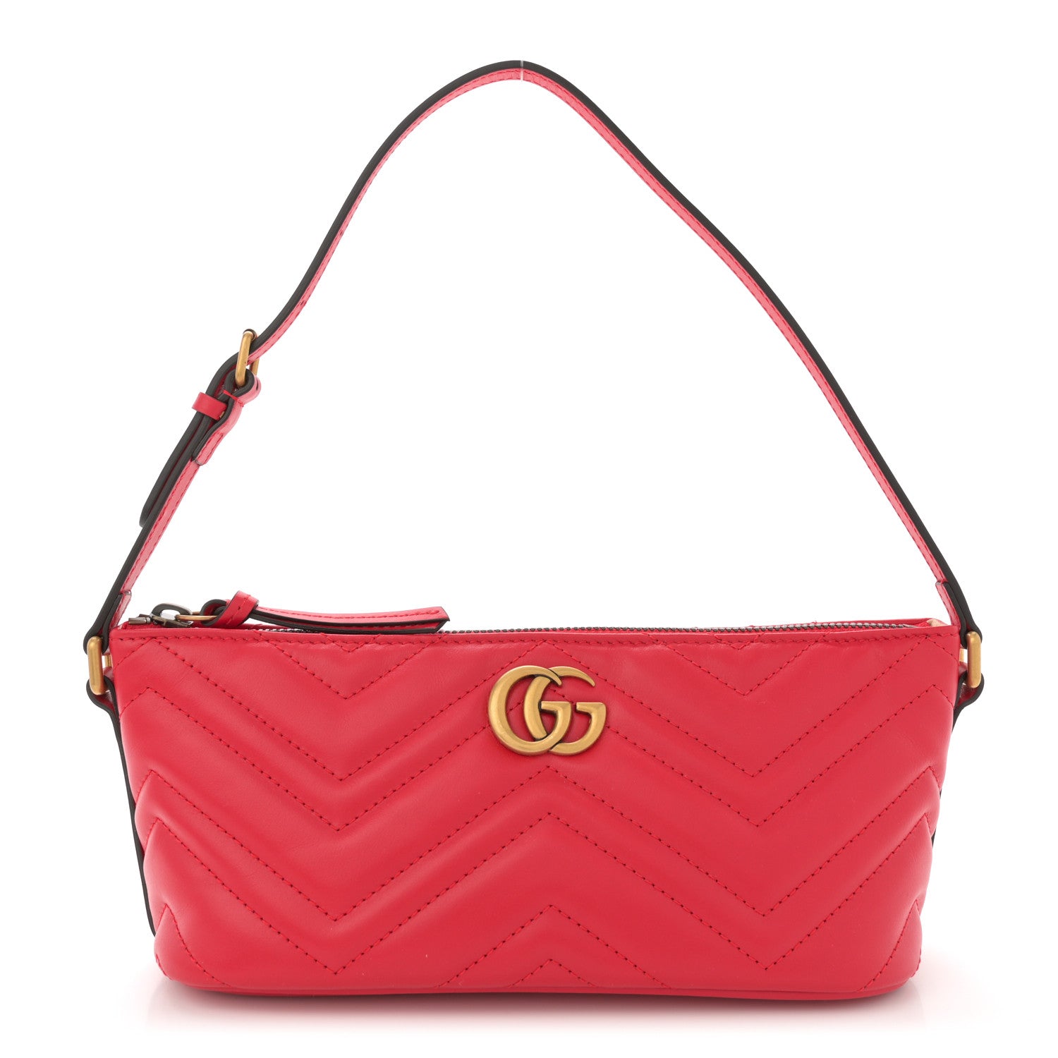 Gucci Calfskin Matelasse Chevron GG Marmont Sling Shoulder Bag Rosso 1 of 11