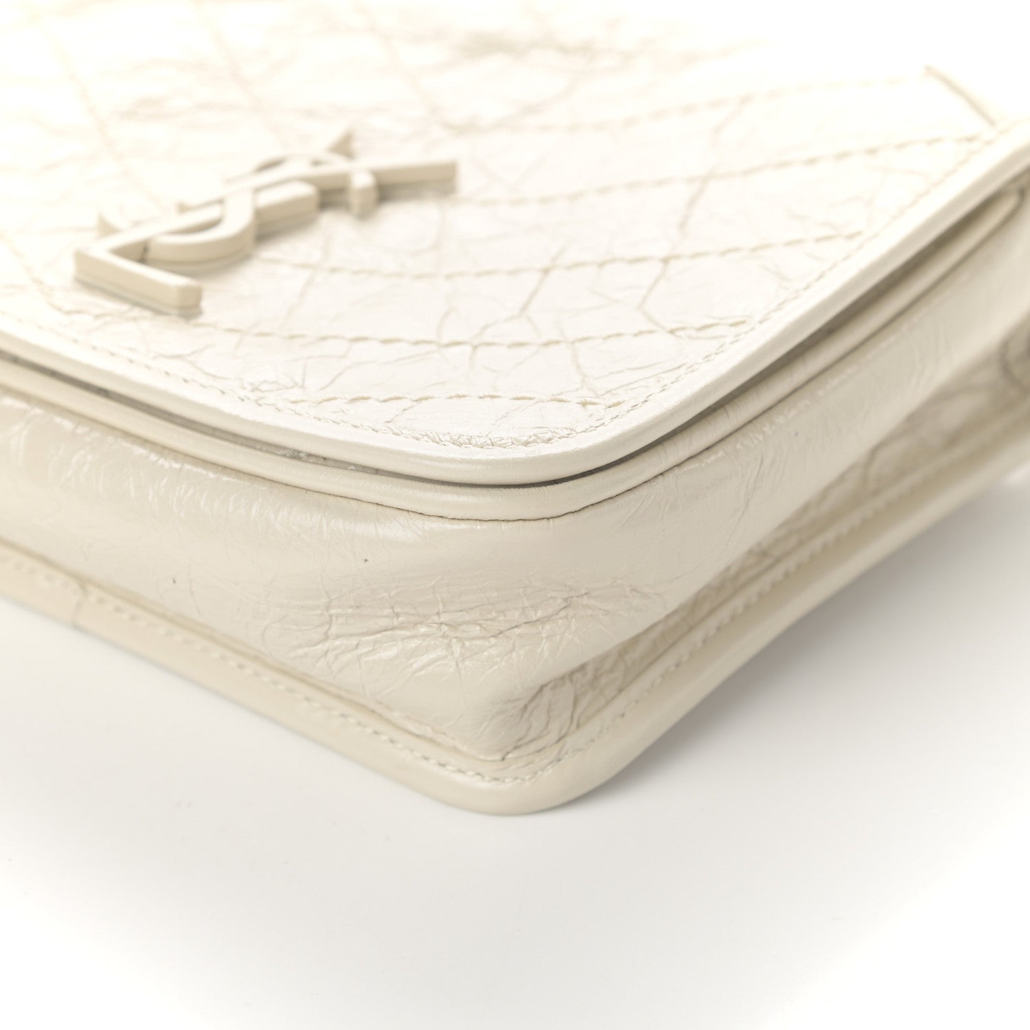 Saint Laurent Crinkled Calfskin Matelasse Monogram Niki Chain Wallet Crema Soft 8 of 8