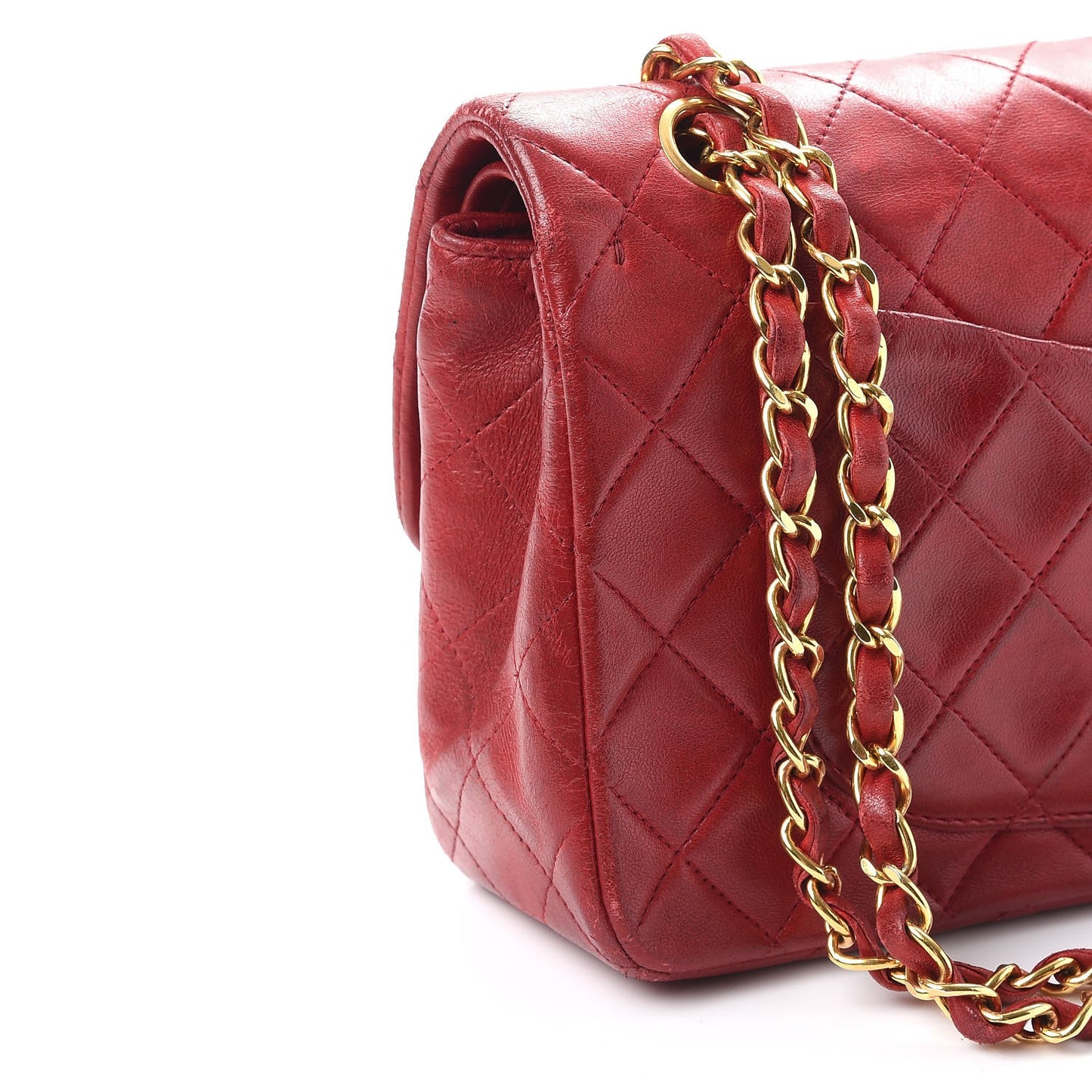 Lambskin Quilted Small Double Flap Red