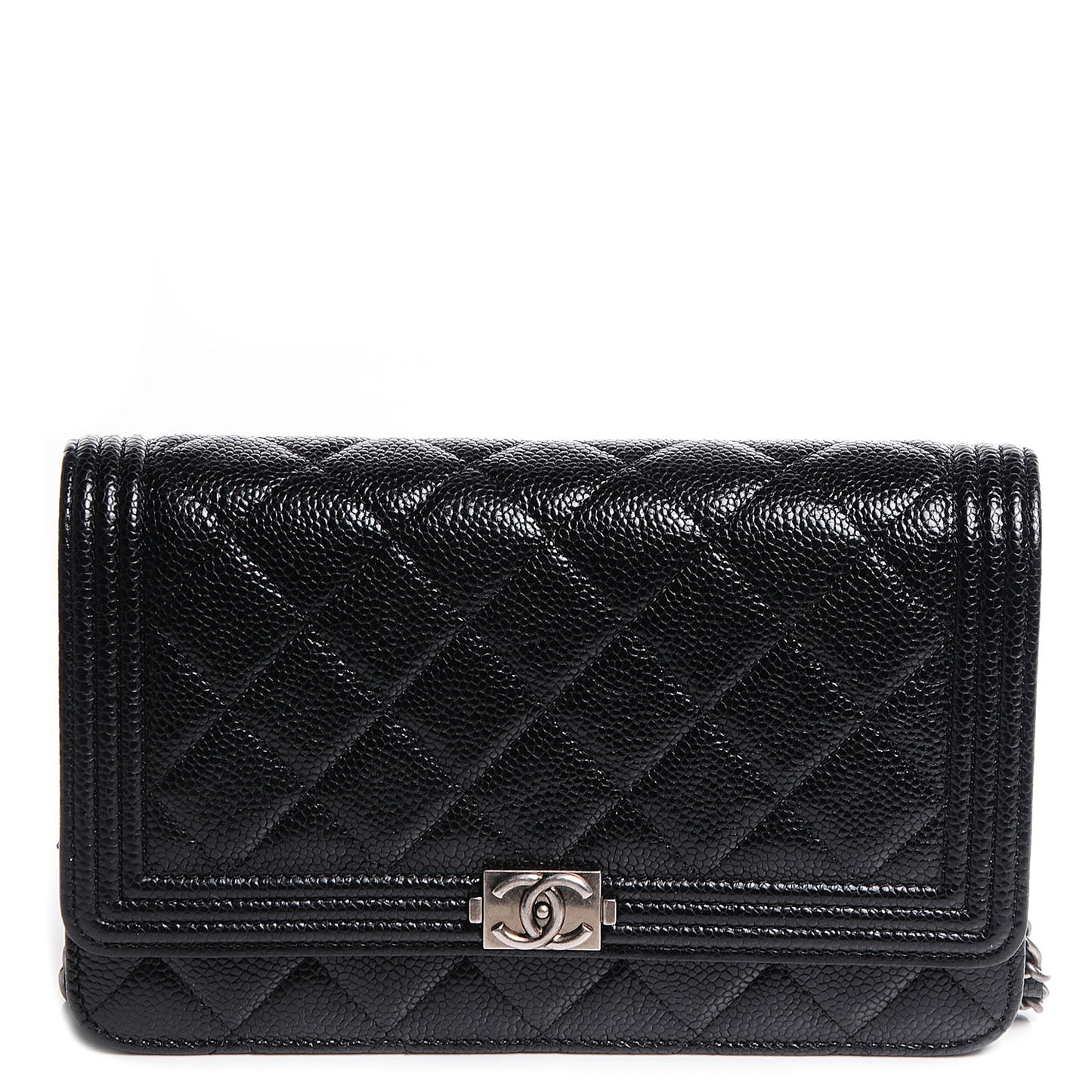 Caviar Quilted Boy Wallet On Chain WOC Black