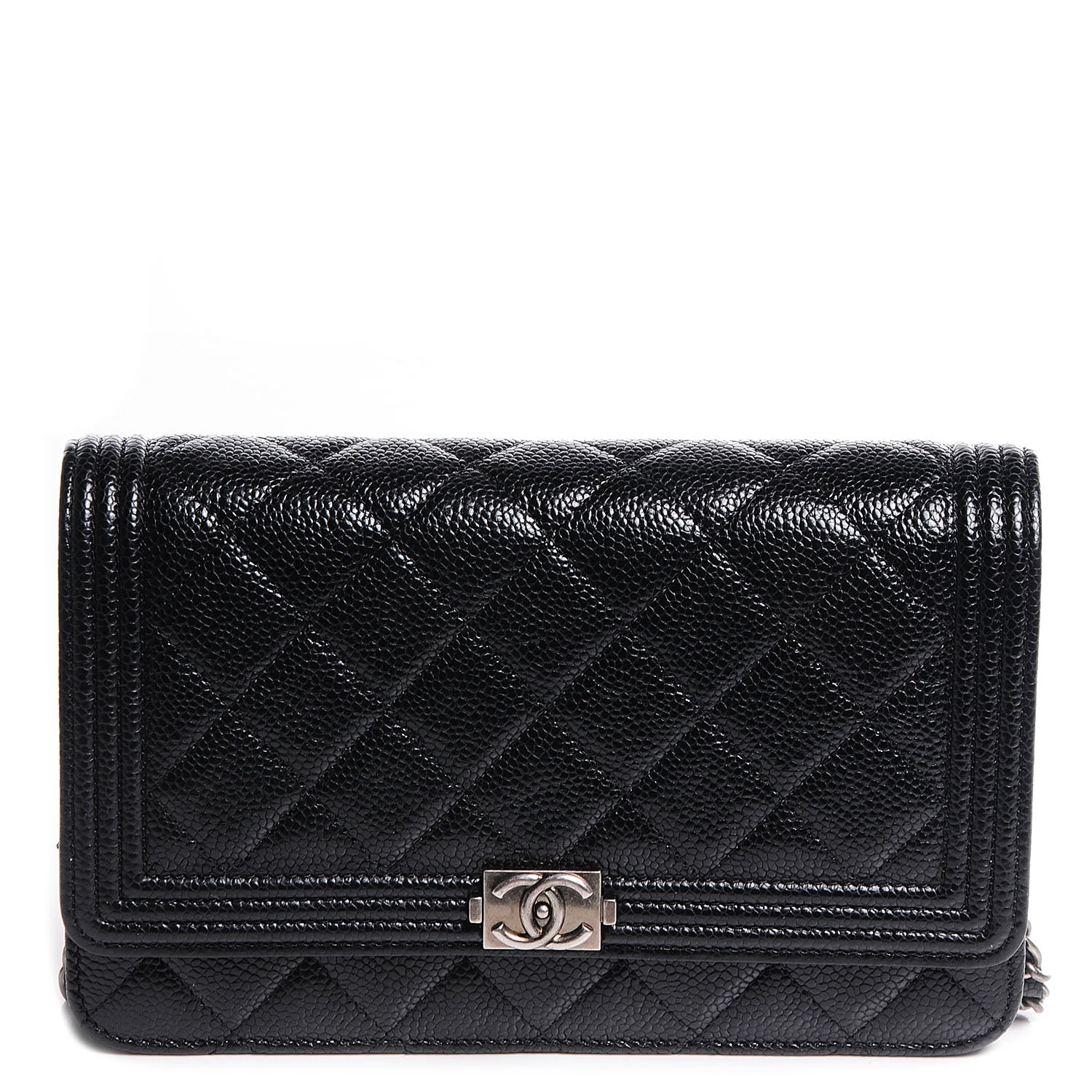 Chanel Caviar Quilted Boy Wallet On Chain WOC Black 1 of 8