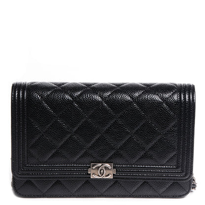 Chanel Caviar Quilted Boy Wallet On Chain WOC Black 1 of 8