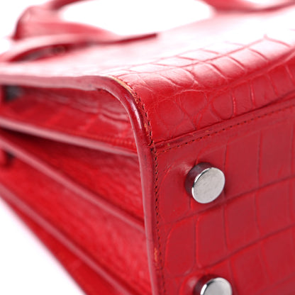 Saint Laurent Calfskin Crocodile Embossed Nano Sac De Jour Red 7 of 17