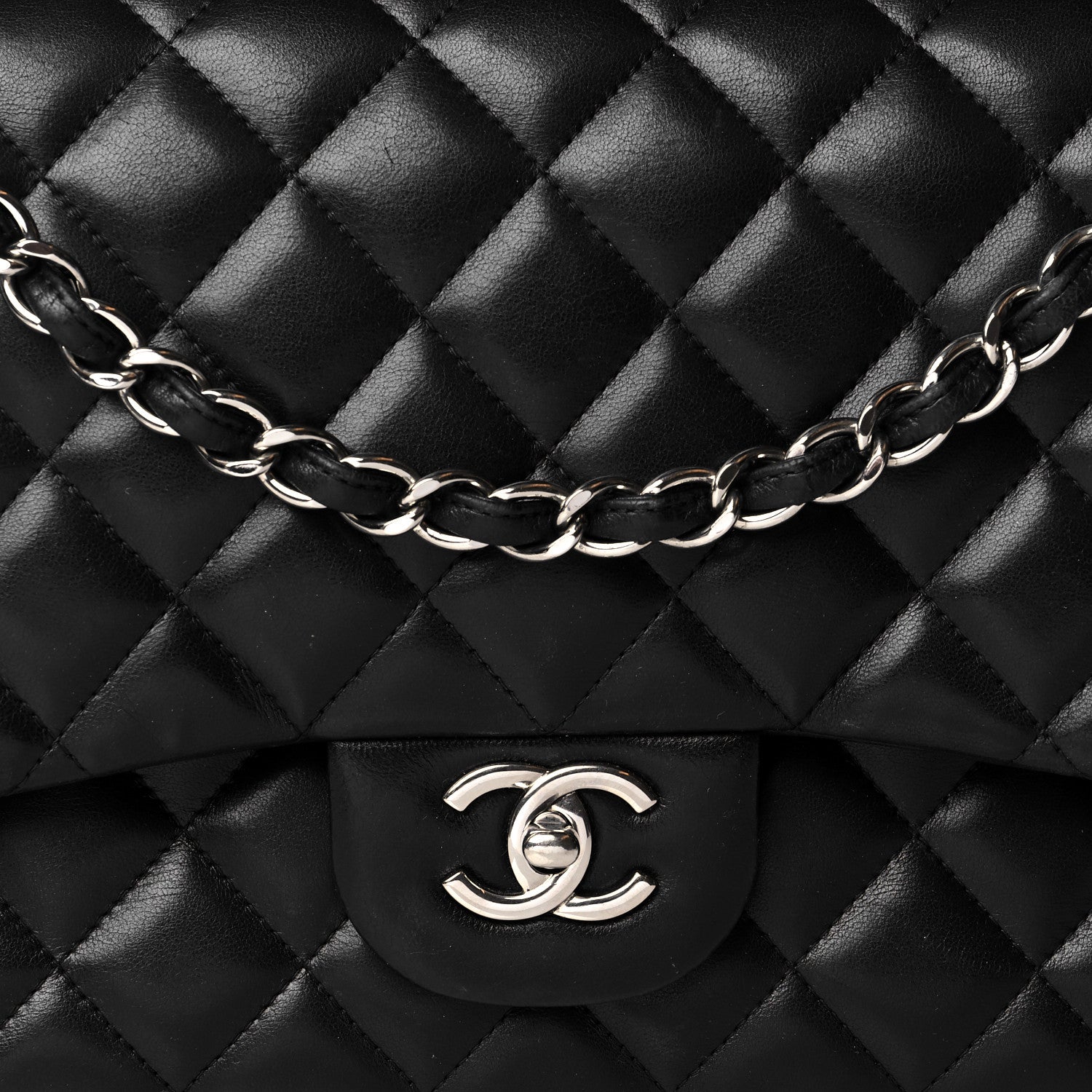 Chanel Lambskin Quilted Jumbo Double Flap Black 8 of 17