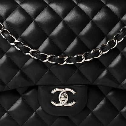 Chanel Lambskin Quilted Jumbo Double Flap Black 8 of 17