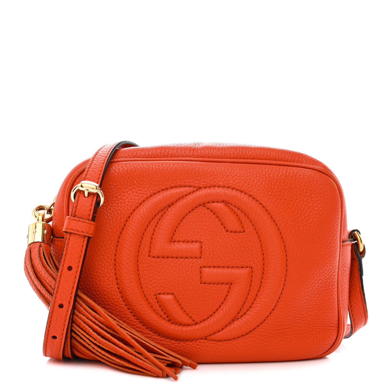 Gucci Pebbled Calfskin Small Soho Disco Bag Sun Orange 1 of 17