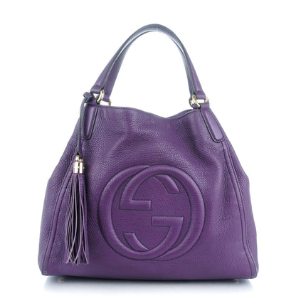 Gucci Pebbled Calfskin Medium Soho Shoulder Bag Shine Purple 1 of 8