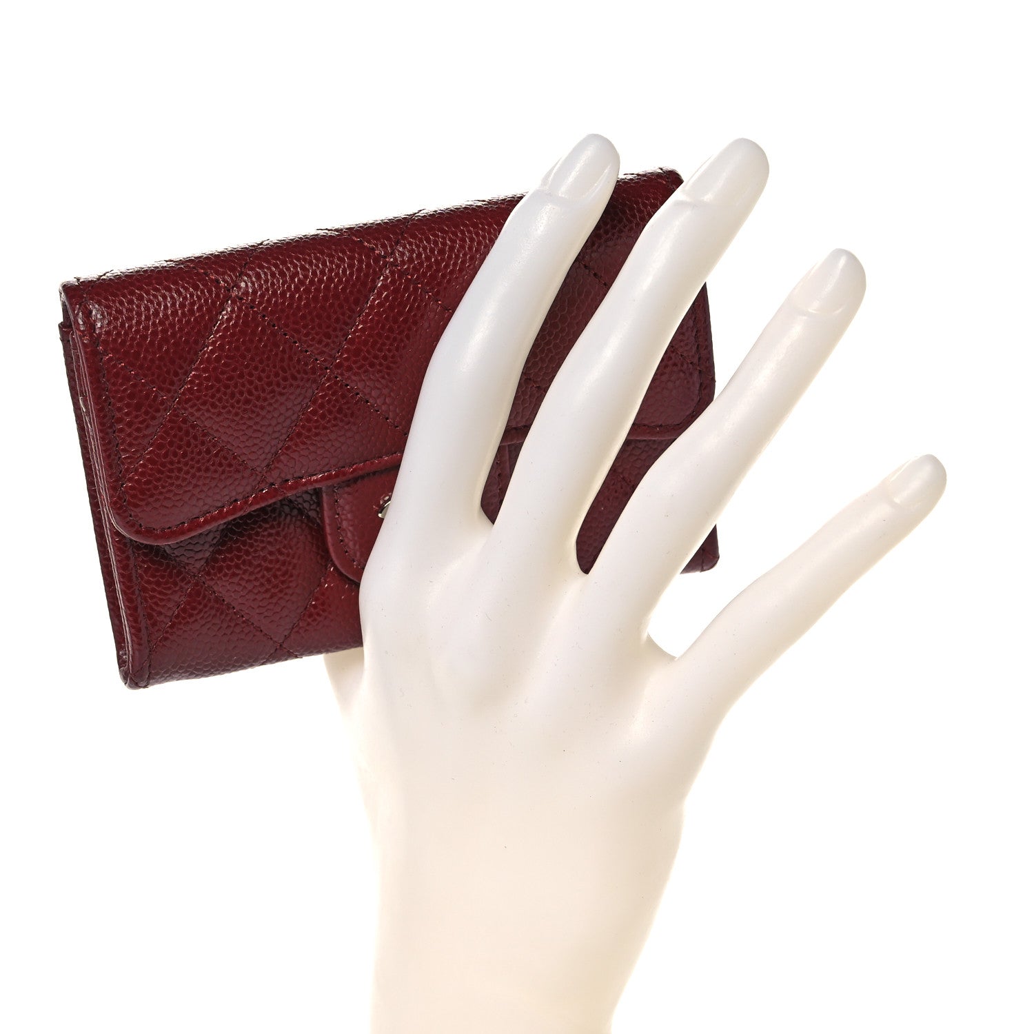 Chanel Caviar Quilted Flap Card Holder Wallet Burgundy 2 of 9