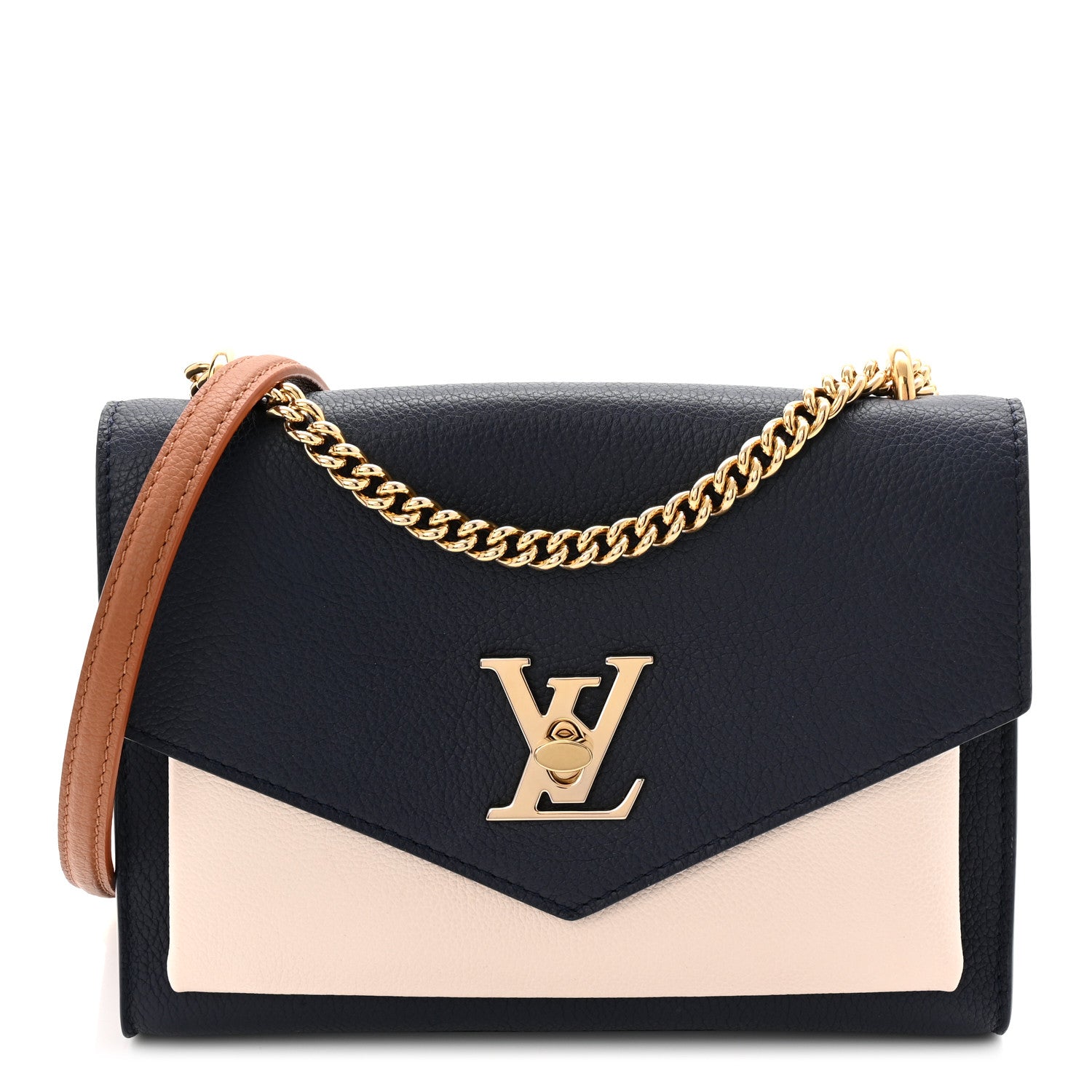 Louis Vuitton Soft Calfskin Mylockme Chain Bag BB Navy 1 of 9