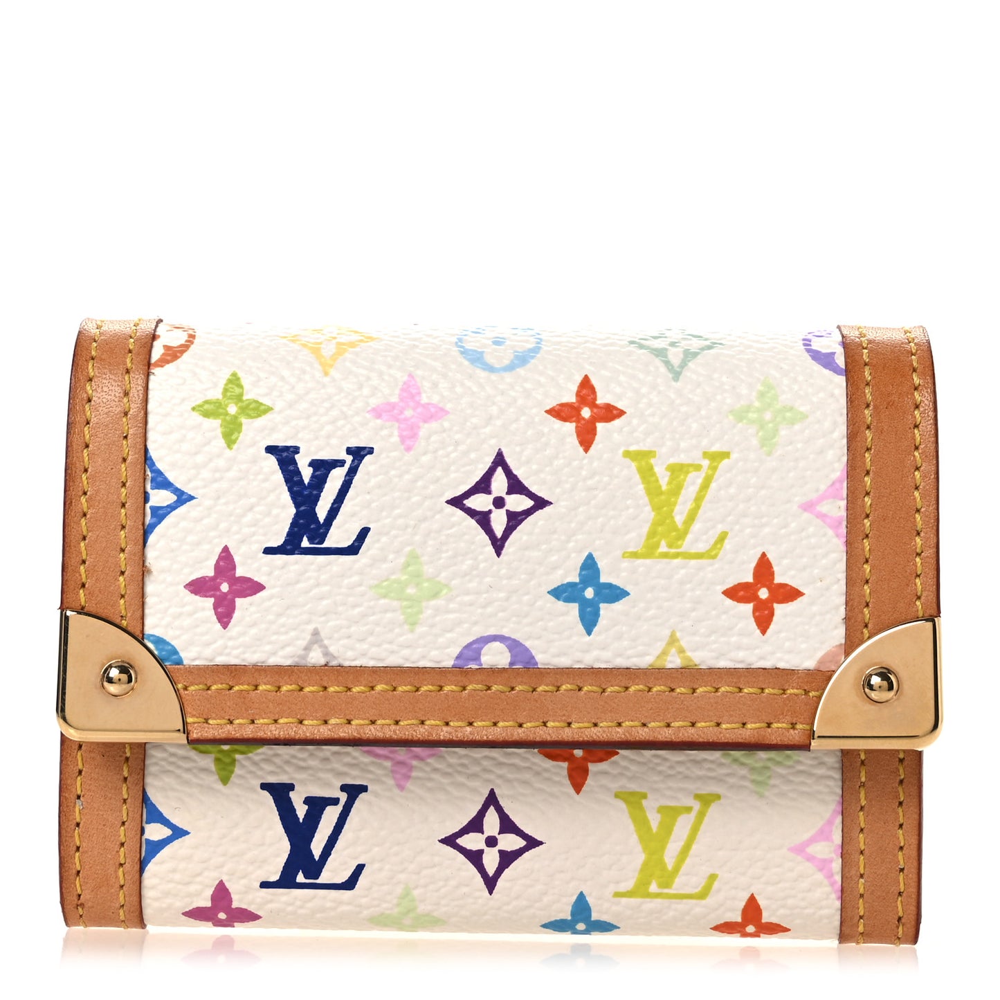 Monogram Multicolor Porte-Monnaie Plat Coin Purse White