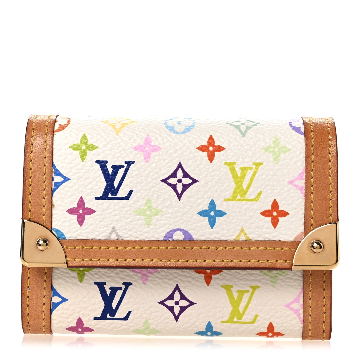 Louis Vuitton Monogram Multicolor Porte-Monnaie Plat Coin Purse White 1 of 6