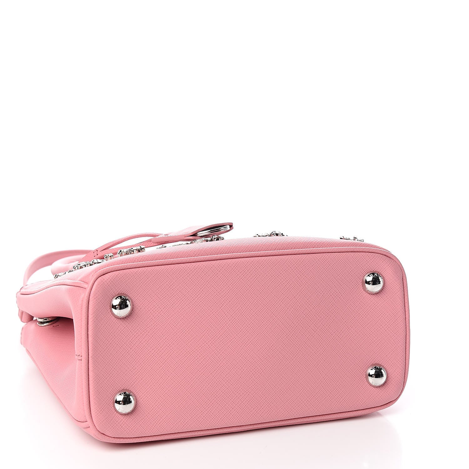 Prada Saffiano Lux Crystal Micro Galleria Double Zip Tote Petalo 4 of 9
