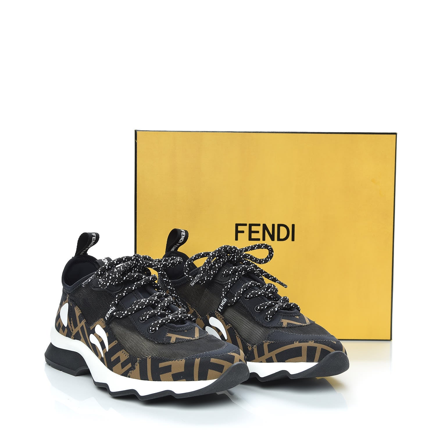 Fendi Technical Mesh Lycra FFreedom Patchwork Sneakers 36 Black Tobacco 9 of 9