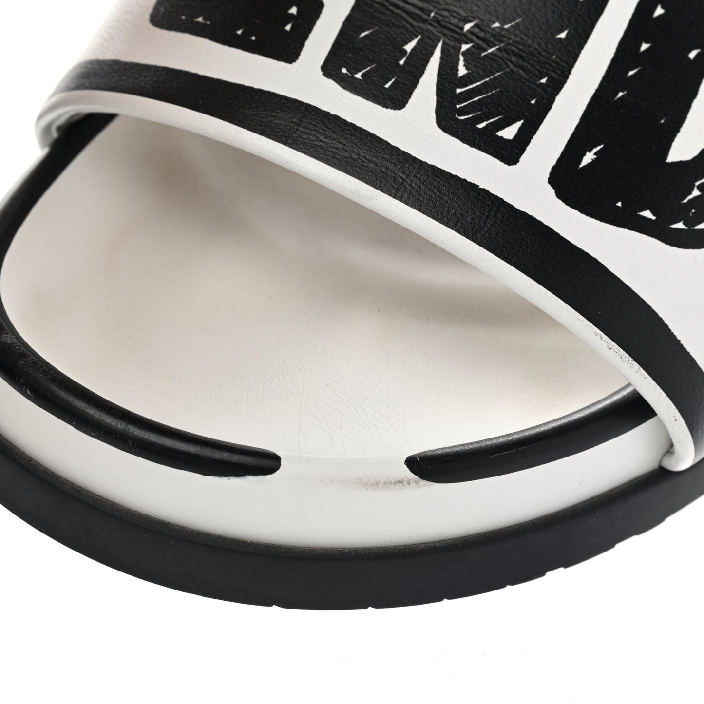 X JOSHUA VIDES Roma Calfskin Fussbetts Slide Sandals 38 Snow White Black